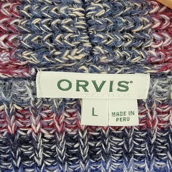 Orvis Knit Cardigan Sweater Cotton Alpaca Open Front Multicolor Womens Size L - Picture 5 of 10